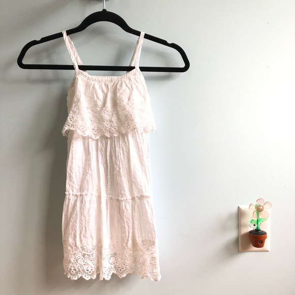 JUSTICE | White w/ Shimmer Pinstripe sundress - Picture 1 of 7